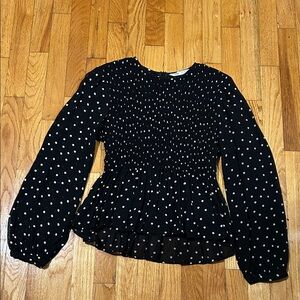 Zara Black and White Polka Dot Blouse